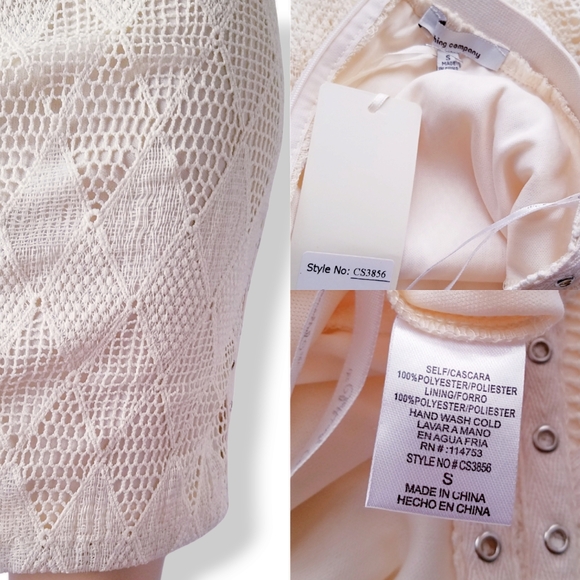 The Clothing Company Cream Ivory Lace Crotchet & Grommet Trim Paneled Skirt - Picture 6 of 8